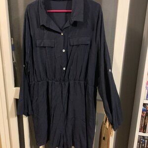 SHEIN Plus half button roll tab sleeve romper